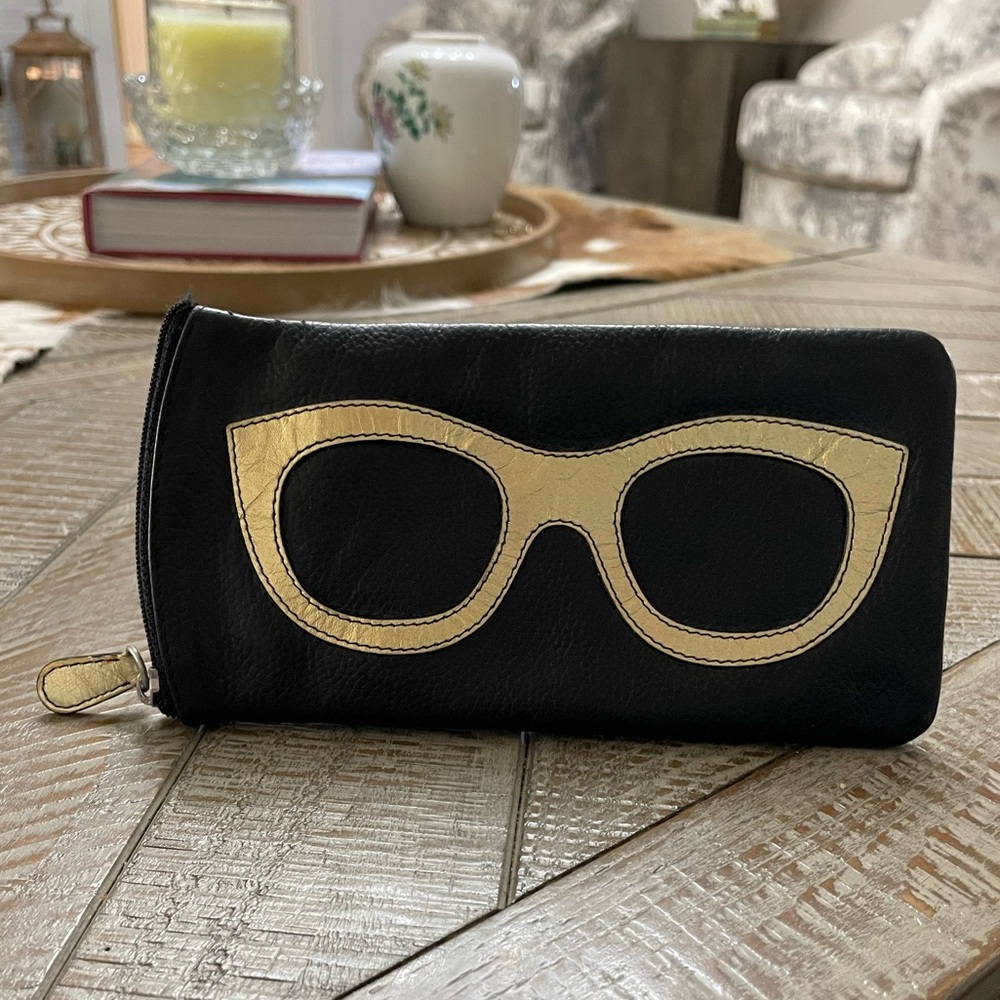 Black and Gold Sunglasses Zip eyeglasses case